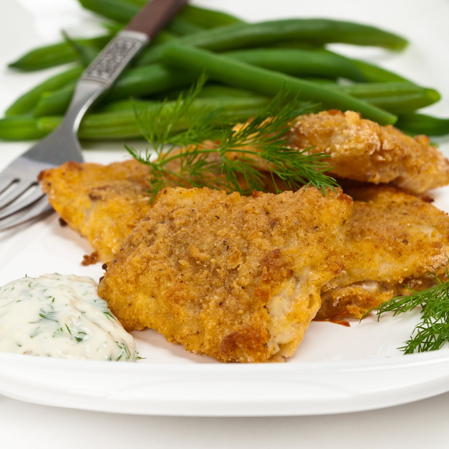 Crispy Panko-Crusted Flounder with Green Beans and Couscous