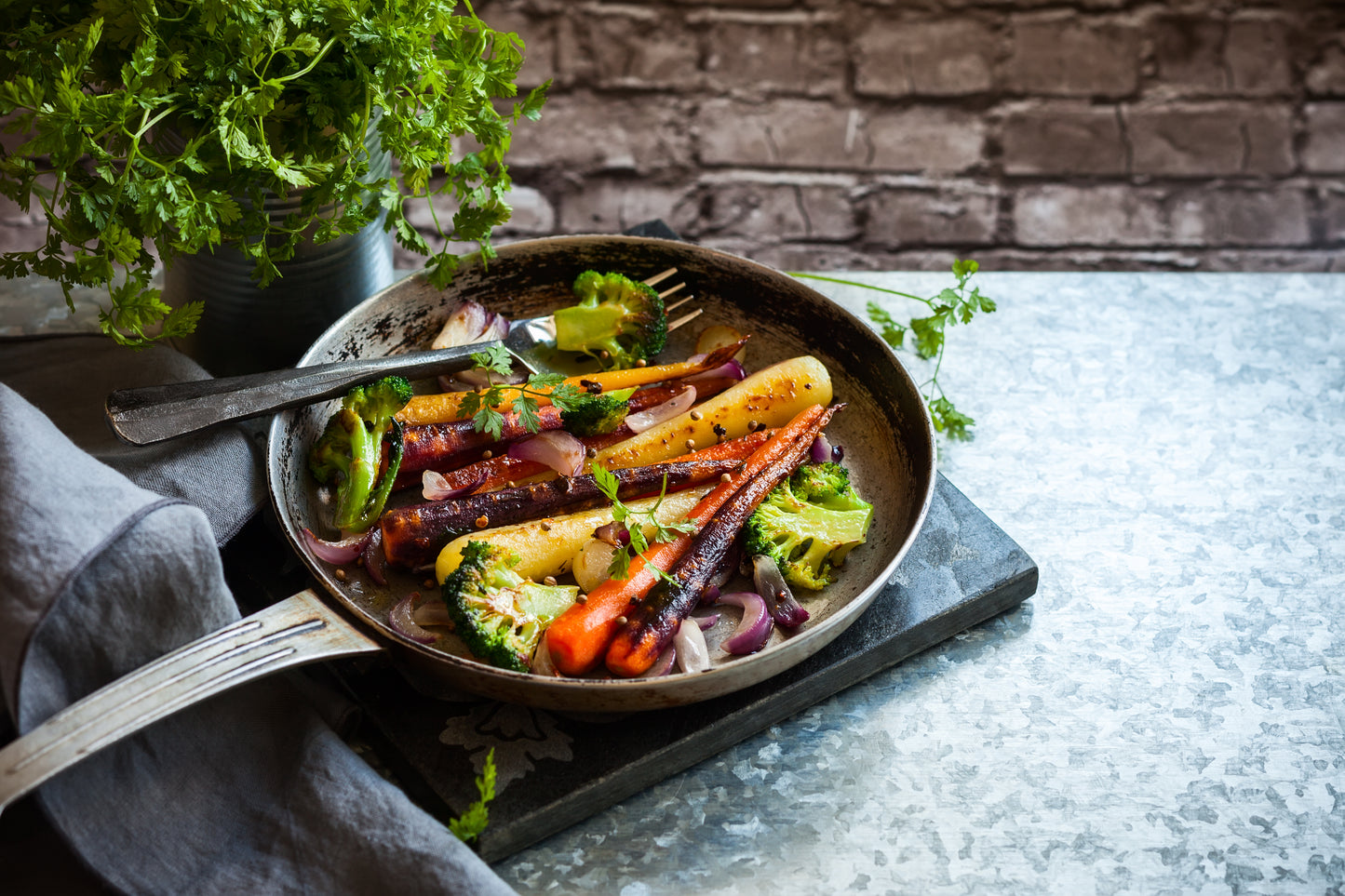Early Bird Gift: Roasted Rainbow Carrots and Broccoli