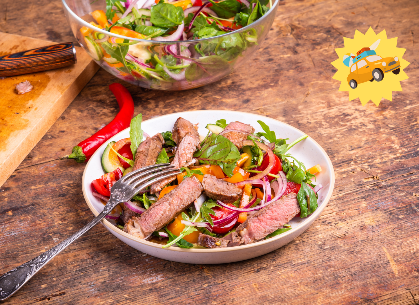 Summer Travel Steak Salad with Mesclun