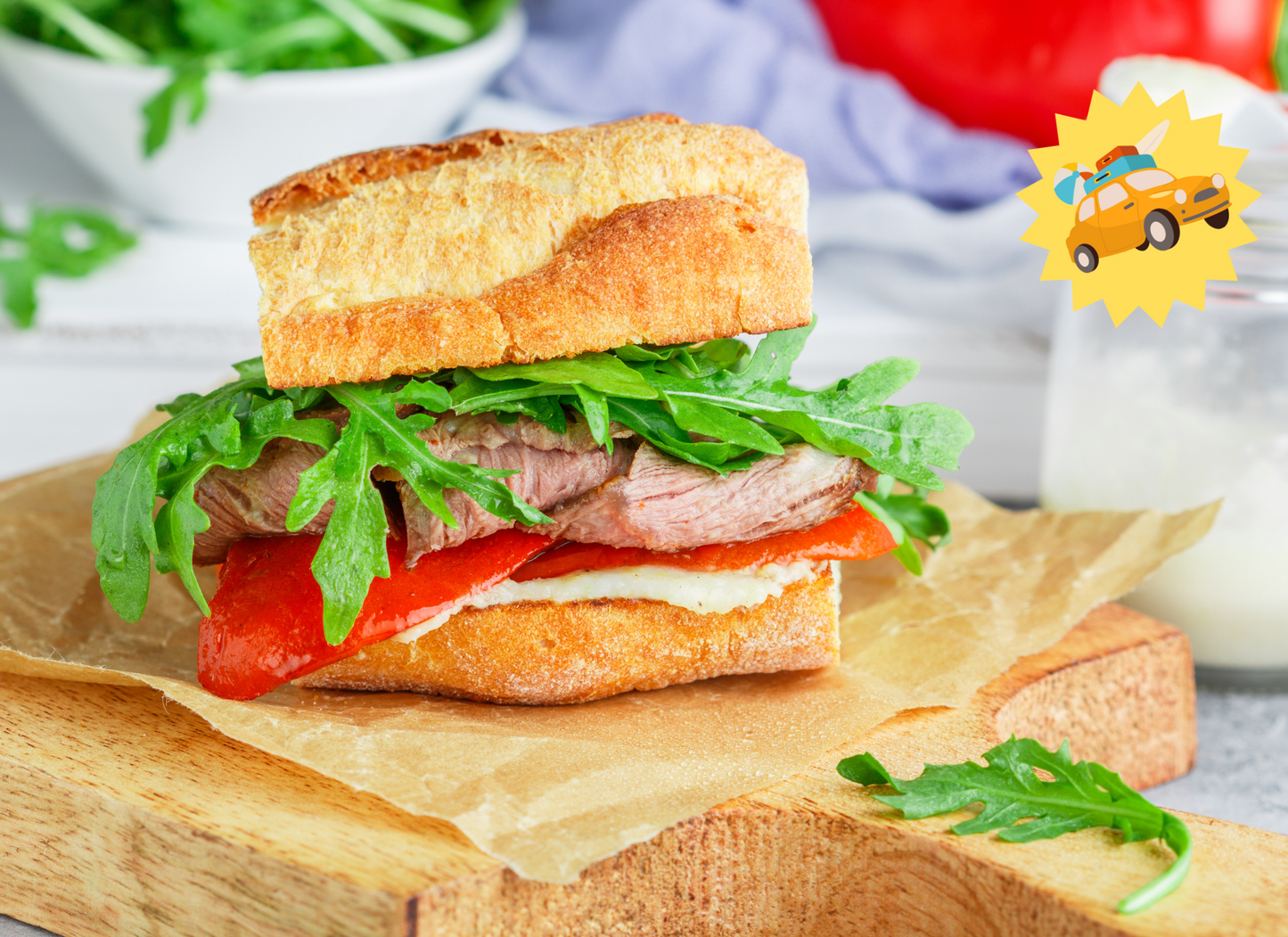 Summer Travel Steak Sandwich with Garlic Aioli