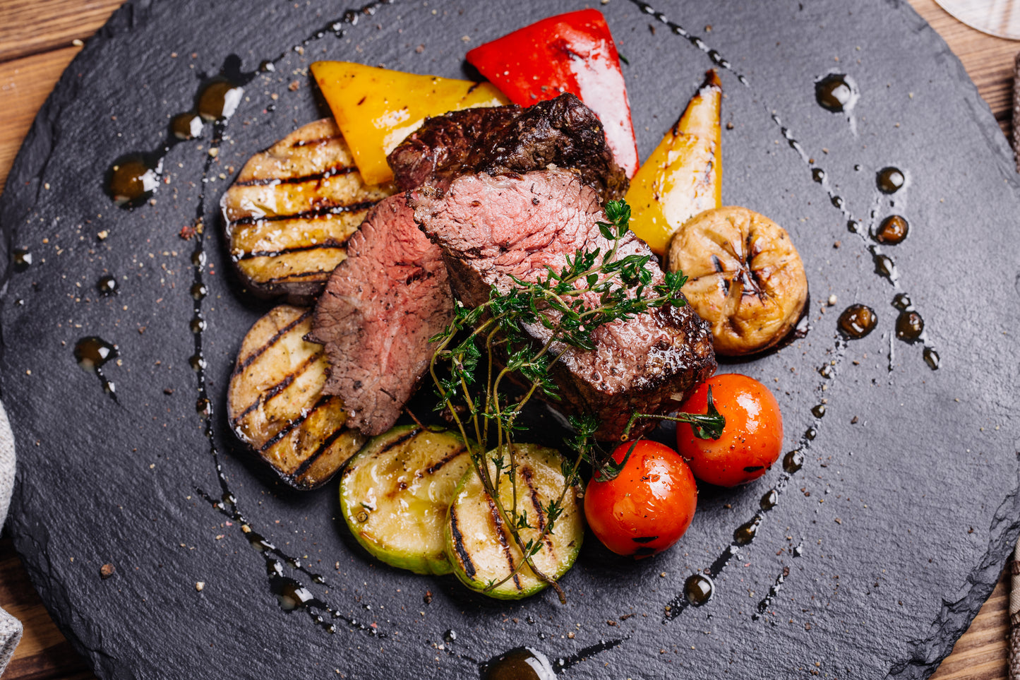 Steak with Grilled Balsamic Vegetables