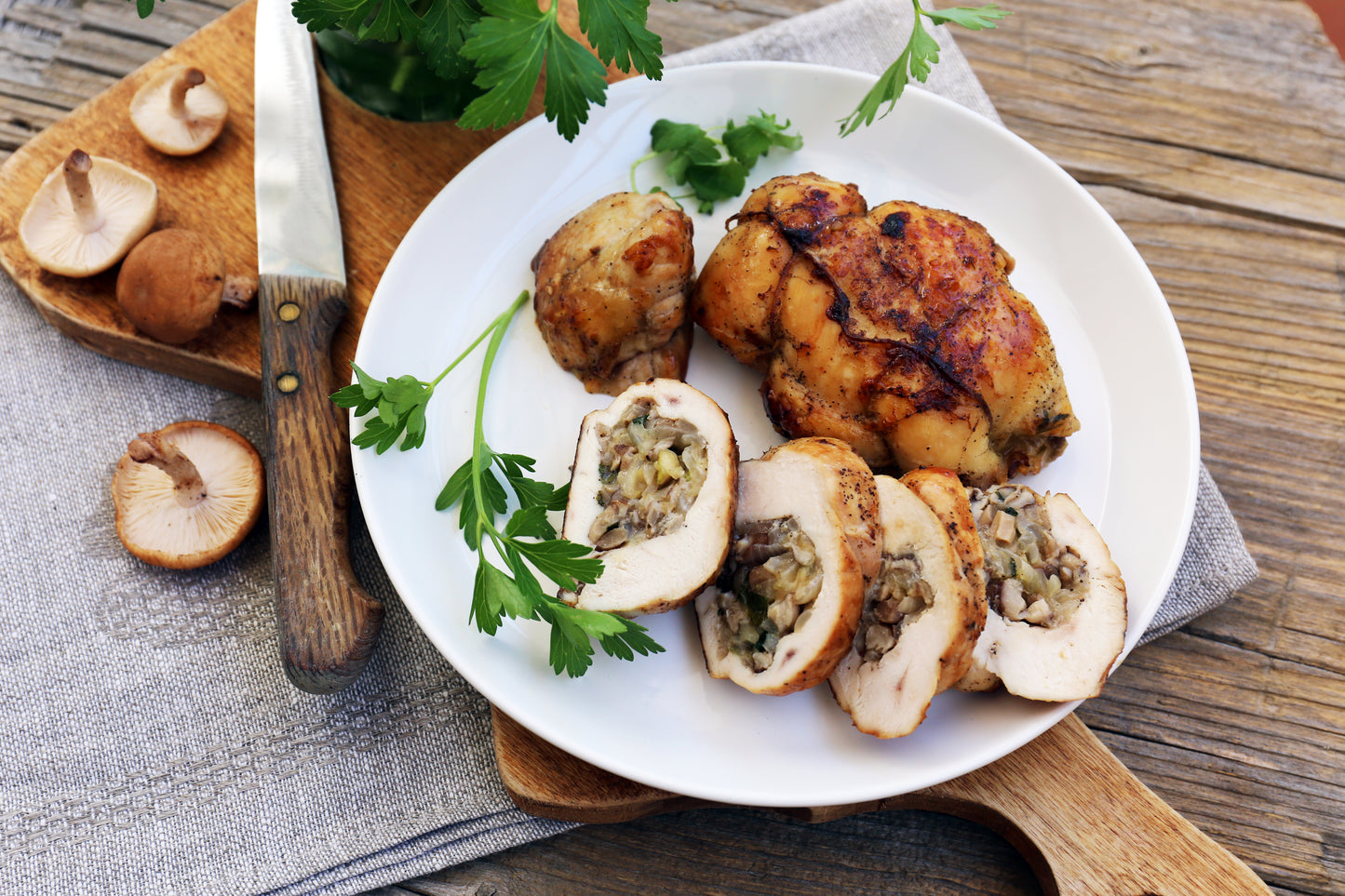 Date, Mushroom & Onion Stuffed Capon