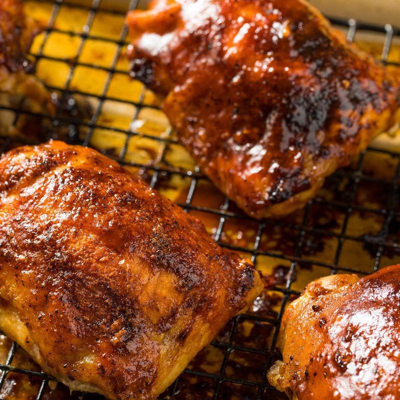 Honey Glazed Chicken with Crispy Skin and Pomegranate Glaze