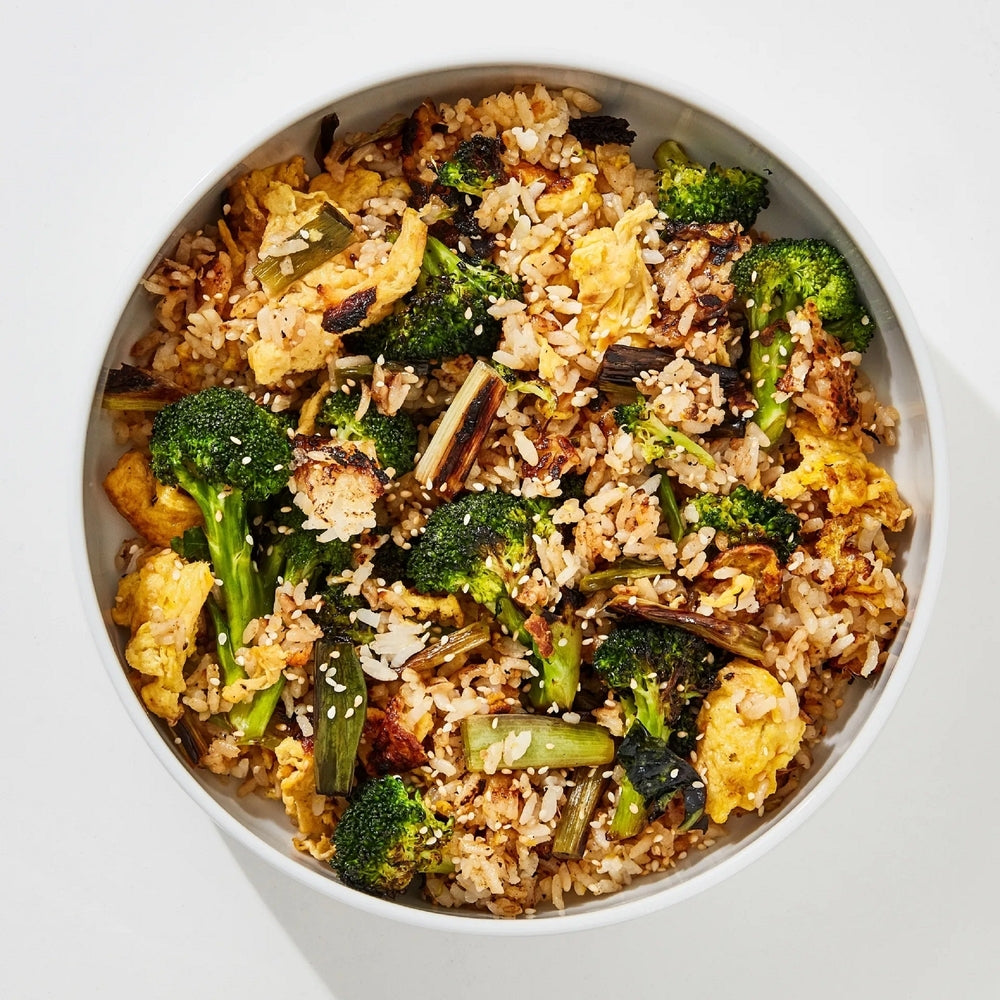 Broccoli,And,Egg,Fried,Rice,With,White,Background