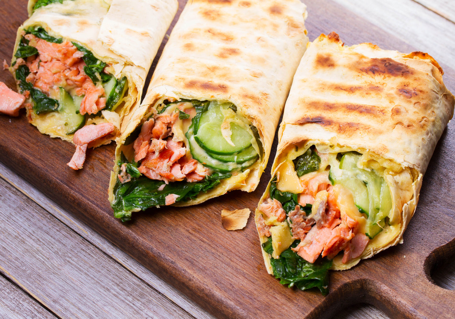 Salmon,,Spinach,,Cheese,And,Onion,Burritos.