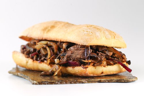 Steak Sandwich with Onions and Mushrooms (1)