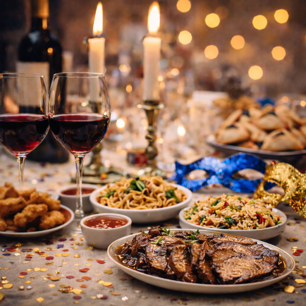 🎭 Purim American Comfort Feast (Serves 8–10)
