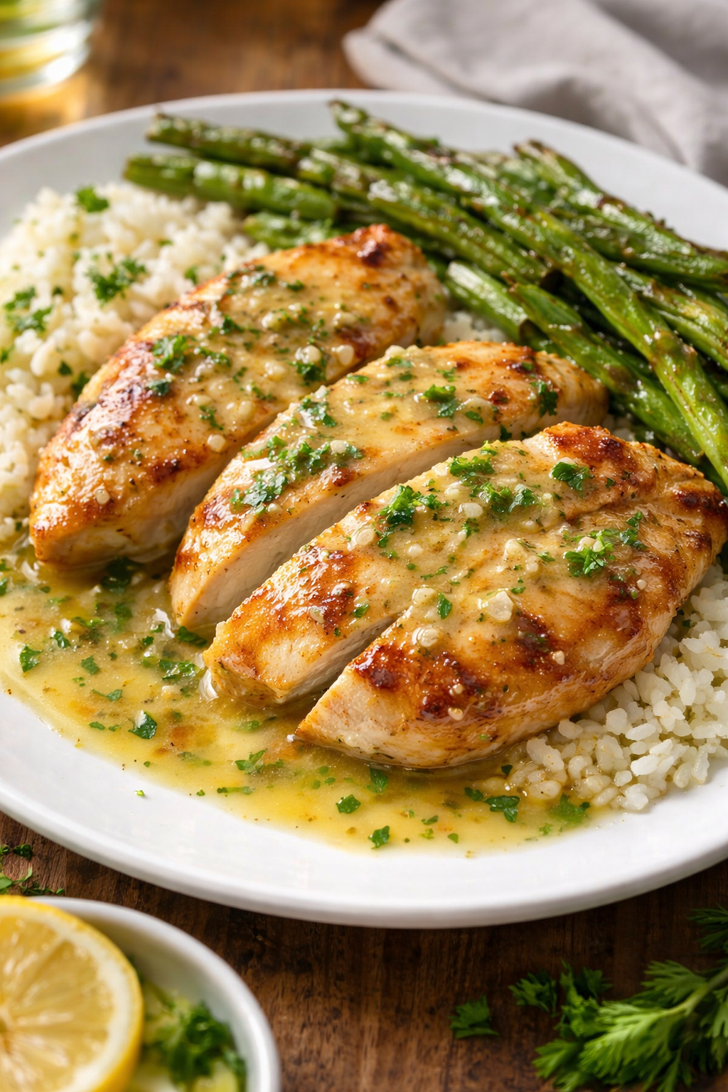 New! Golden Lemon Chicken with Herb Rice & Roasted Green Beans