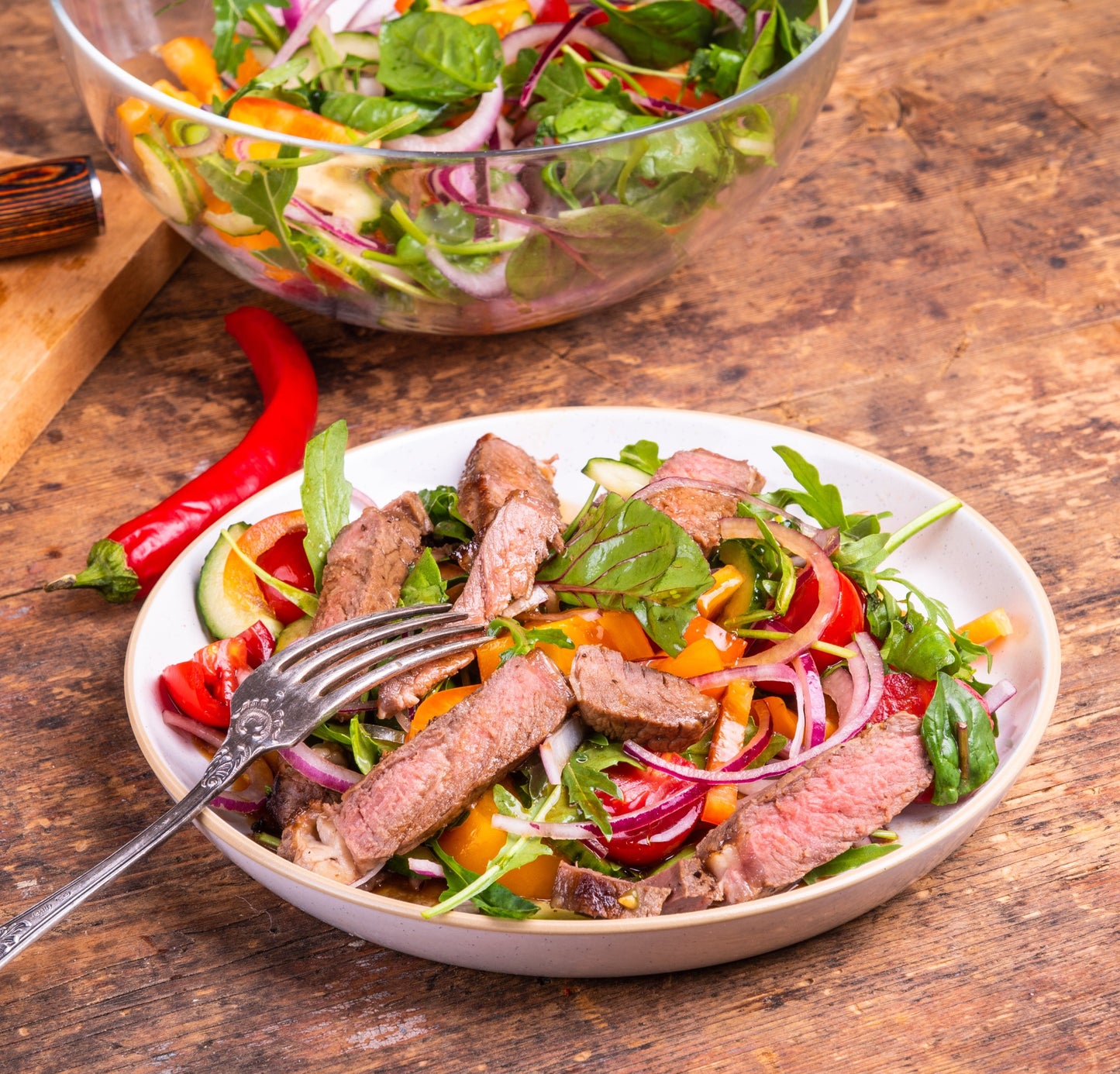 Grilled Steak Salad with Mesclun and Pickled Red Onions