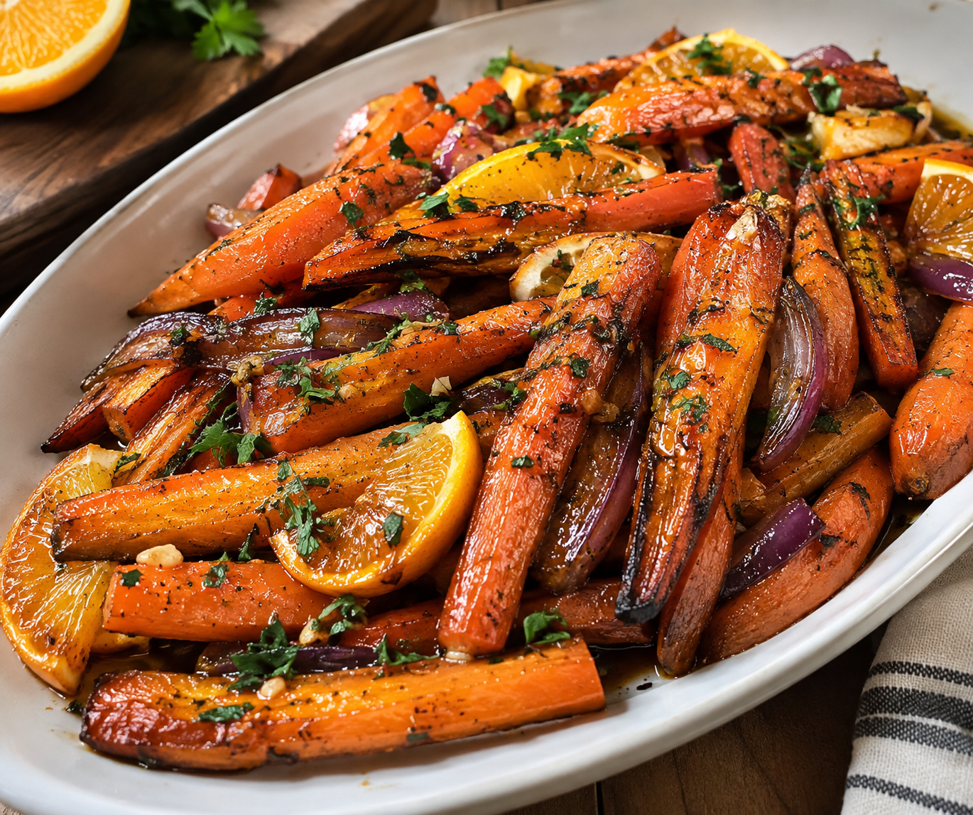 FOUR SERVINGS of Sweet & Savory Citrus Roasted Carrots