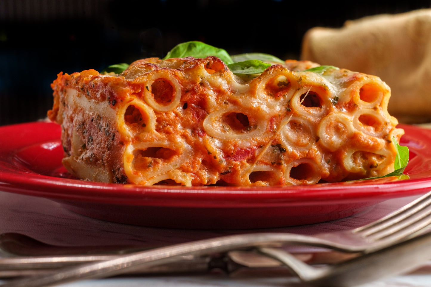 Italian-american,Cuisine,Baked,Ziti,Lasagna,With,Mozzarella,Cheese